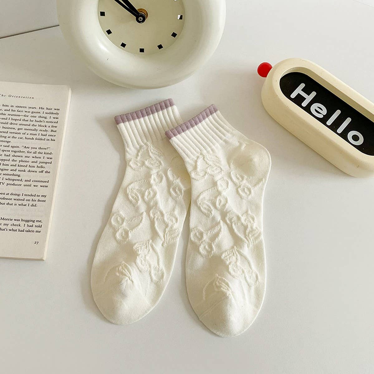 CWMS2499_SPRING AND SUMMER TARO PURPLE DIAMOND SOCKS