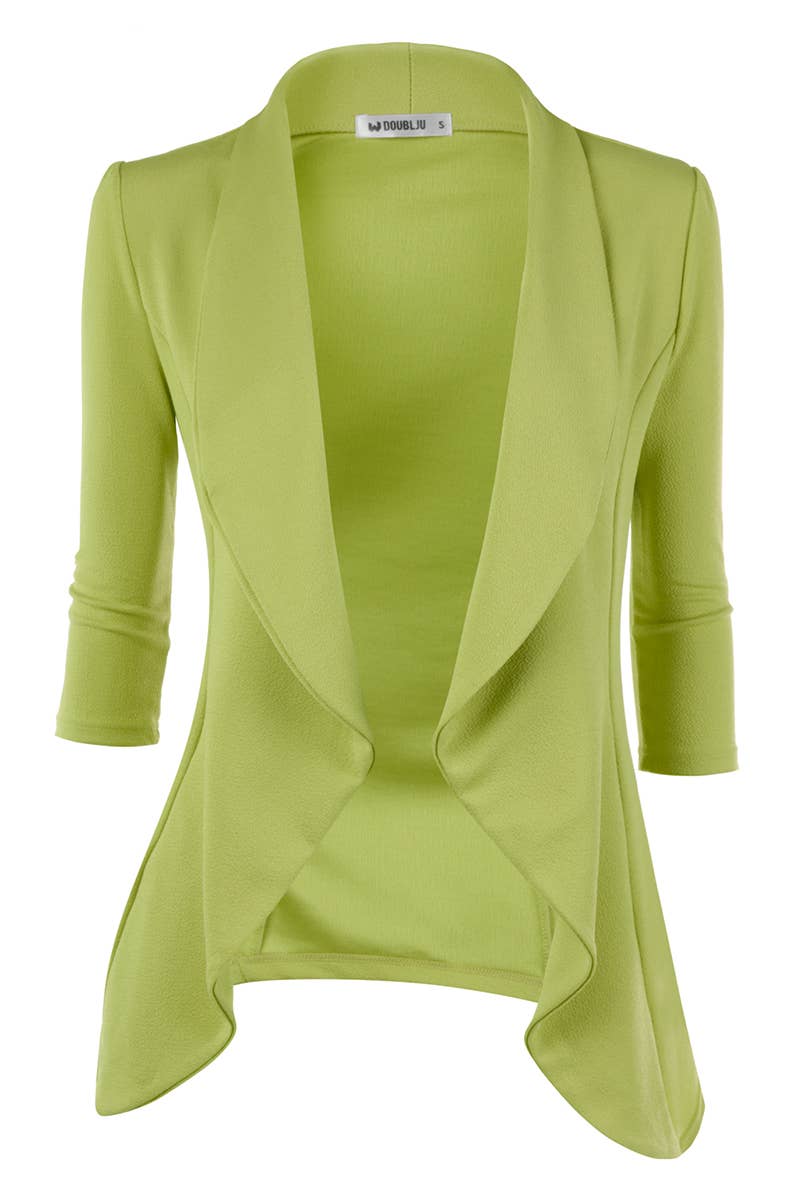 CWOBL089_Casual Work 3/4 Sleeve Open Front Blazer