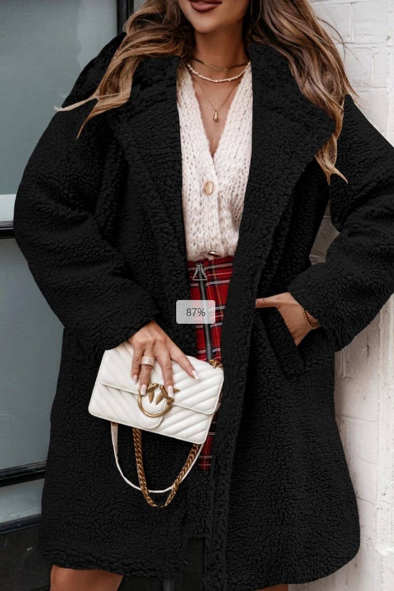 CWOCO00203_FAUX FUR LONG SLEEVE MID-LENGTH COAT