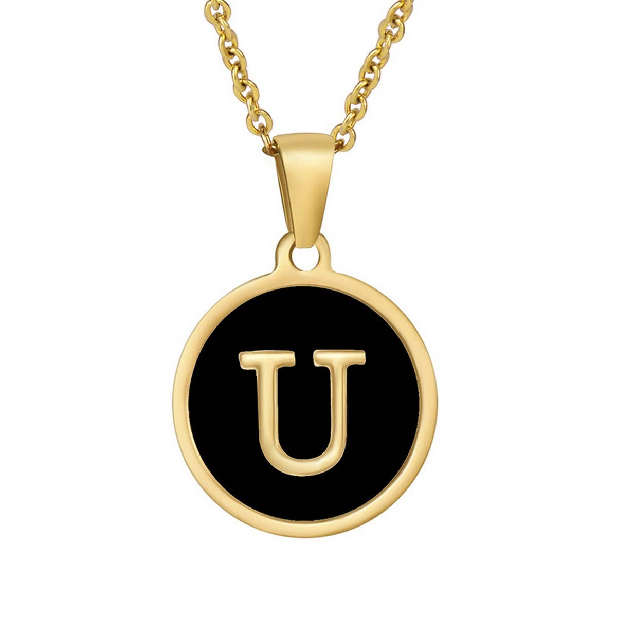 CIRCULAR SHELL ENGLISH LETTER PENDANT NECKLACE