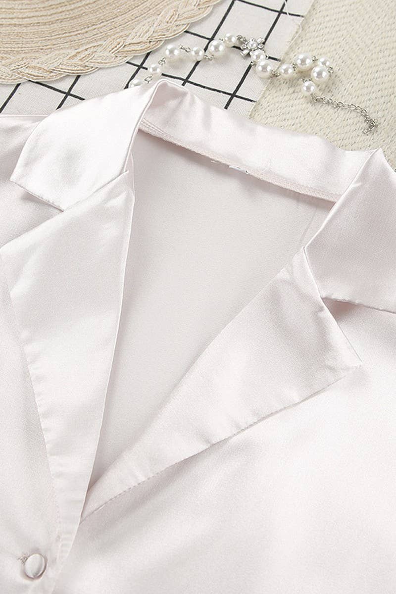 CWSPJ0098_SOLID COLOR LONG SLEEVE SHIRT PANTS PAJAMAS SET