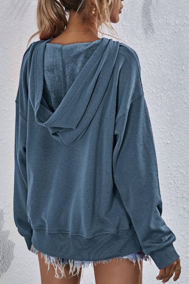 CWTBLL2619_WINTER CASUAL FLEECE LONG-SLEEVED HOODIE