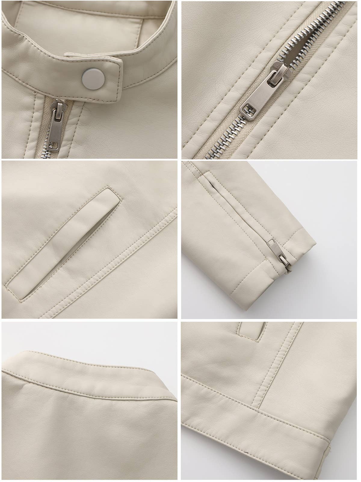 Fashionable stand-up collar short leather jacket