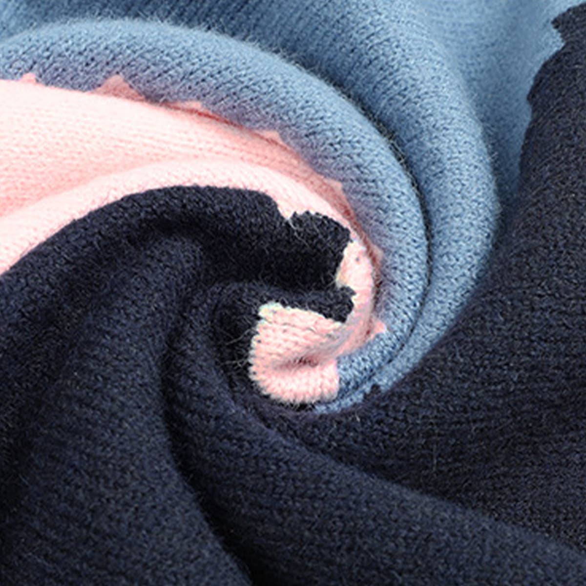 COLOR CONTRAST CREW-NECK SWEATER PULLOVER