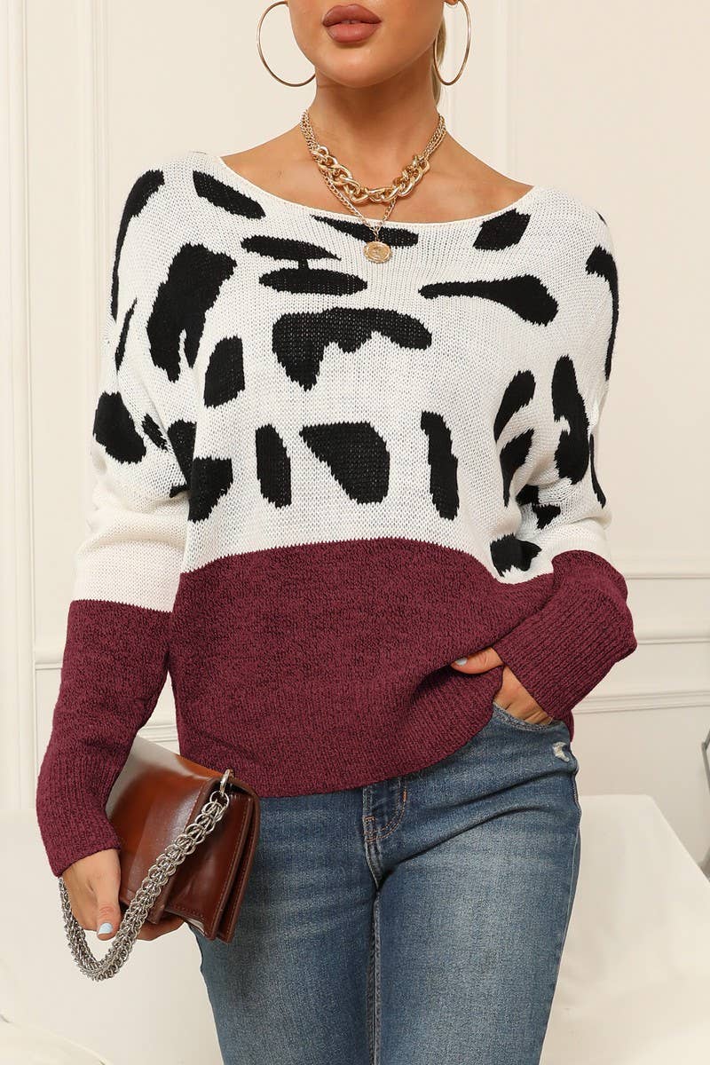 CWOSWL1580_Round Neck Long Sleeve Pullover Sweater