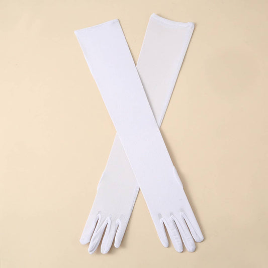 CWAG0285_1 PAIR LONG GLOVES WOMEN SATIN GLOVES