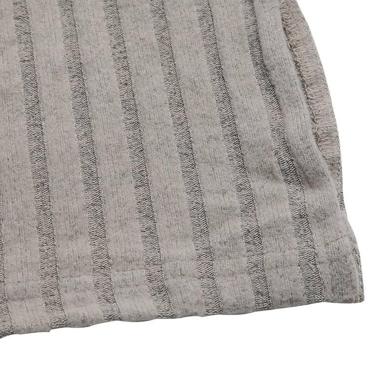 BUTTON-DOWN CREW-NECK FROSTED PIT STRIPE T-SHIRT