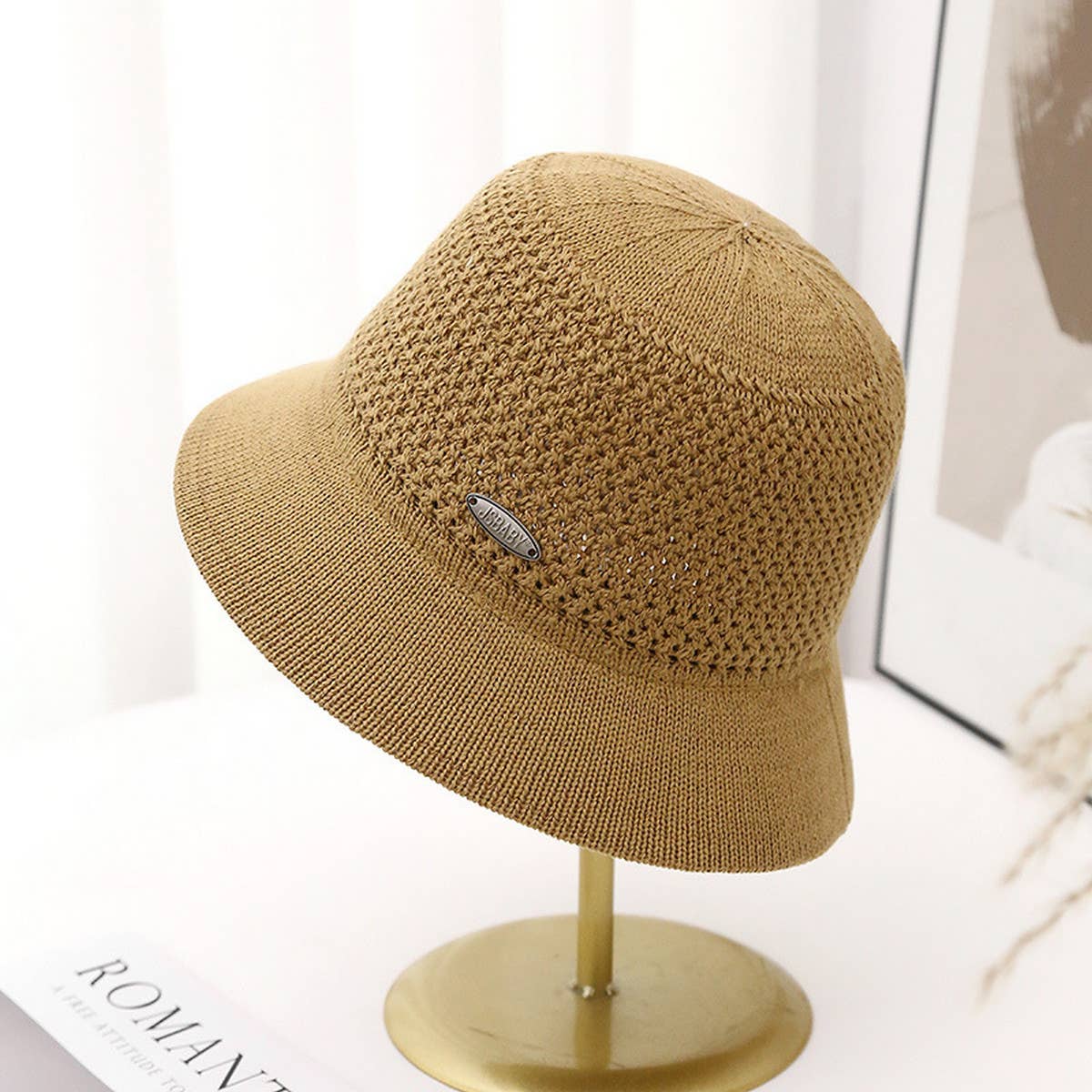 HOLLOW BREATHABLE CASUAL KNITTED BUCKET HAT_CWAB2842