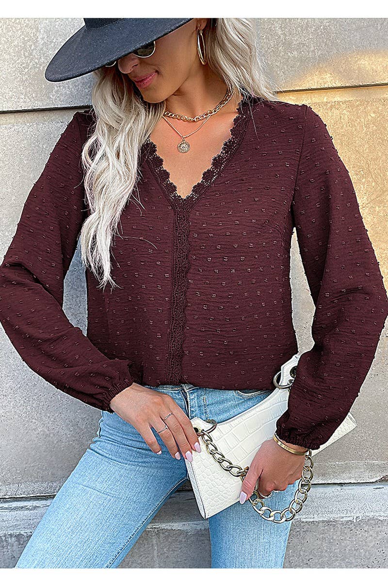 CWTBLL4040_SOLID LONG SLEEVE V-NECK SHIRT TOP