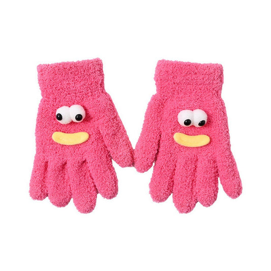 CWAG0283_CORAL FLEECE CARTOON KNITTED WOMEN'S GLOVES