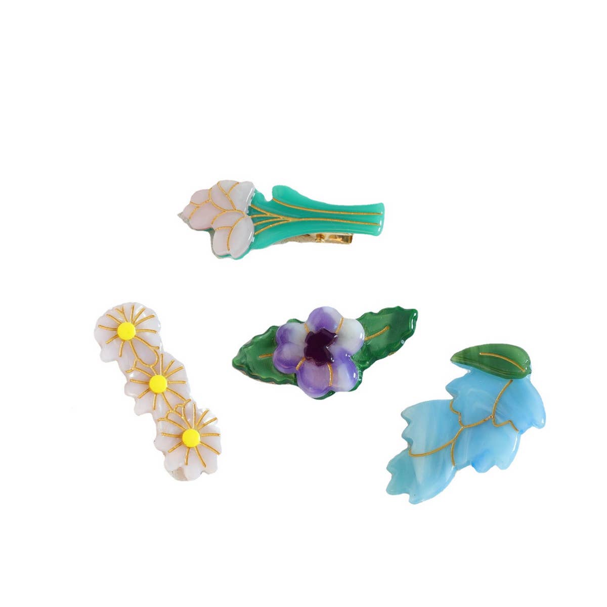 CWAHA4510_SMALL FRESH TULIP DAISY FOREST HAIR CLIP