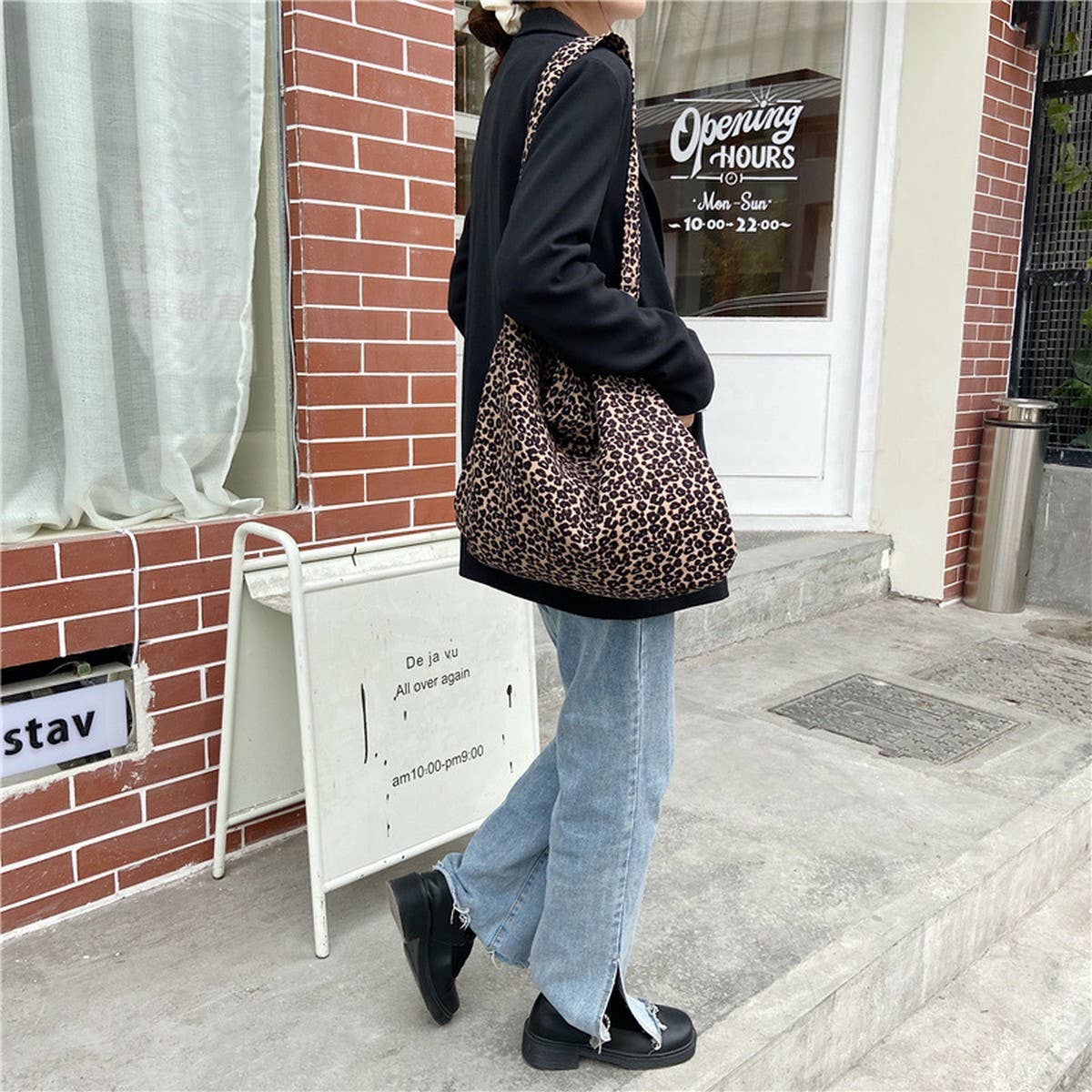 CWAB3894_PRINTED SINGLE SHOULDER SHOPPING BAG CANVAS BAG