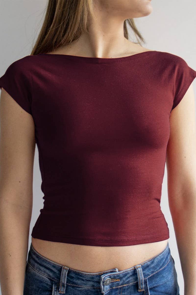 CWTTSL0383_SUMMER SEXY HOT GIRL HOLLOW BACK SOLID COLOR TOP