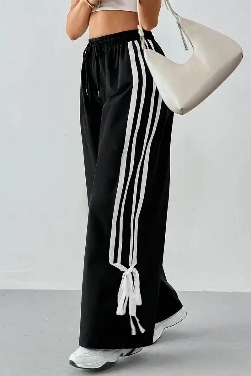 CWBLP2090_COLORBLOCK ELASTIC WAIST WIDE LEG PANTS