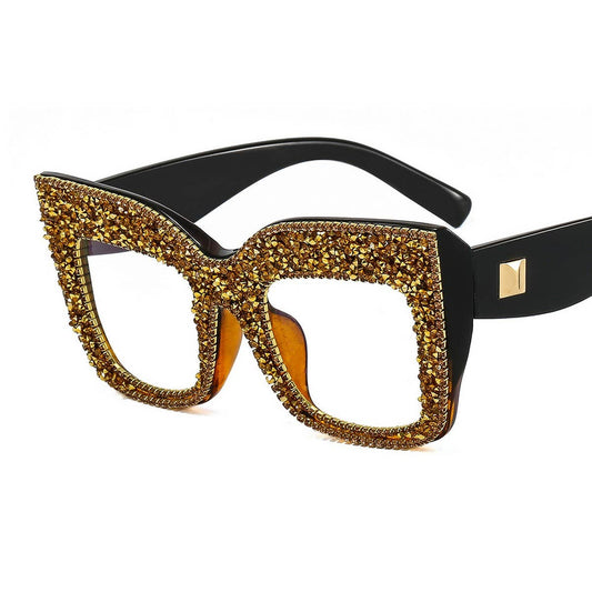 CAT'S EYE RIVET GLASSES FRAME WITH rhinestoneS_CWASG0756