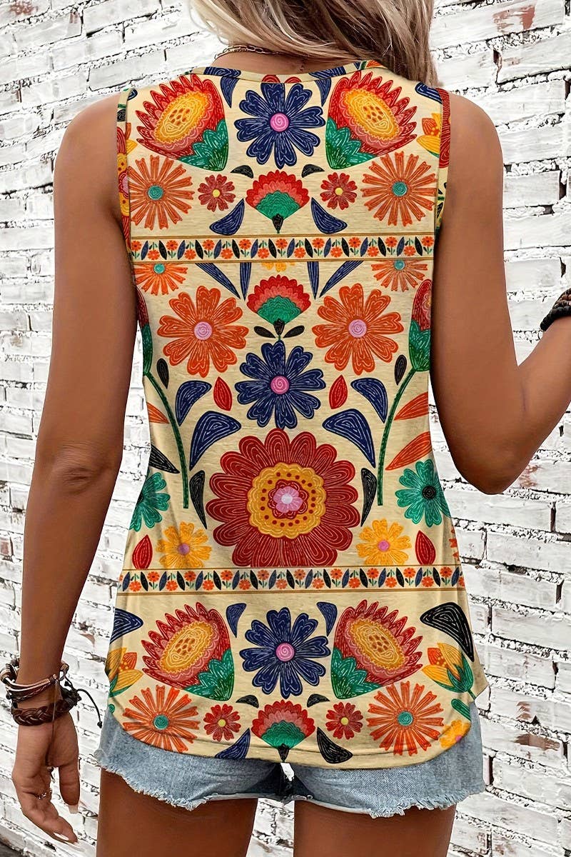 CWTTSL0449_SUMMER SLEEVELESS FLORAL SMALL VEST CAMISOLE TOP