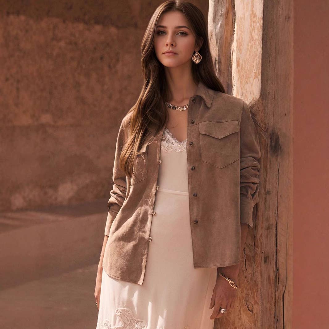 Casual and fashionable suede shirt