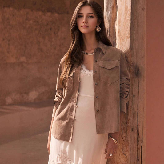 Casual and fashionable suede shirt