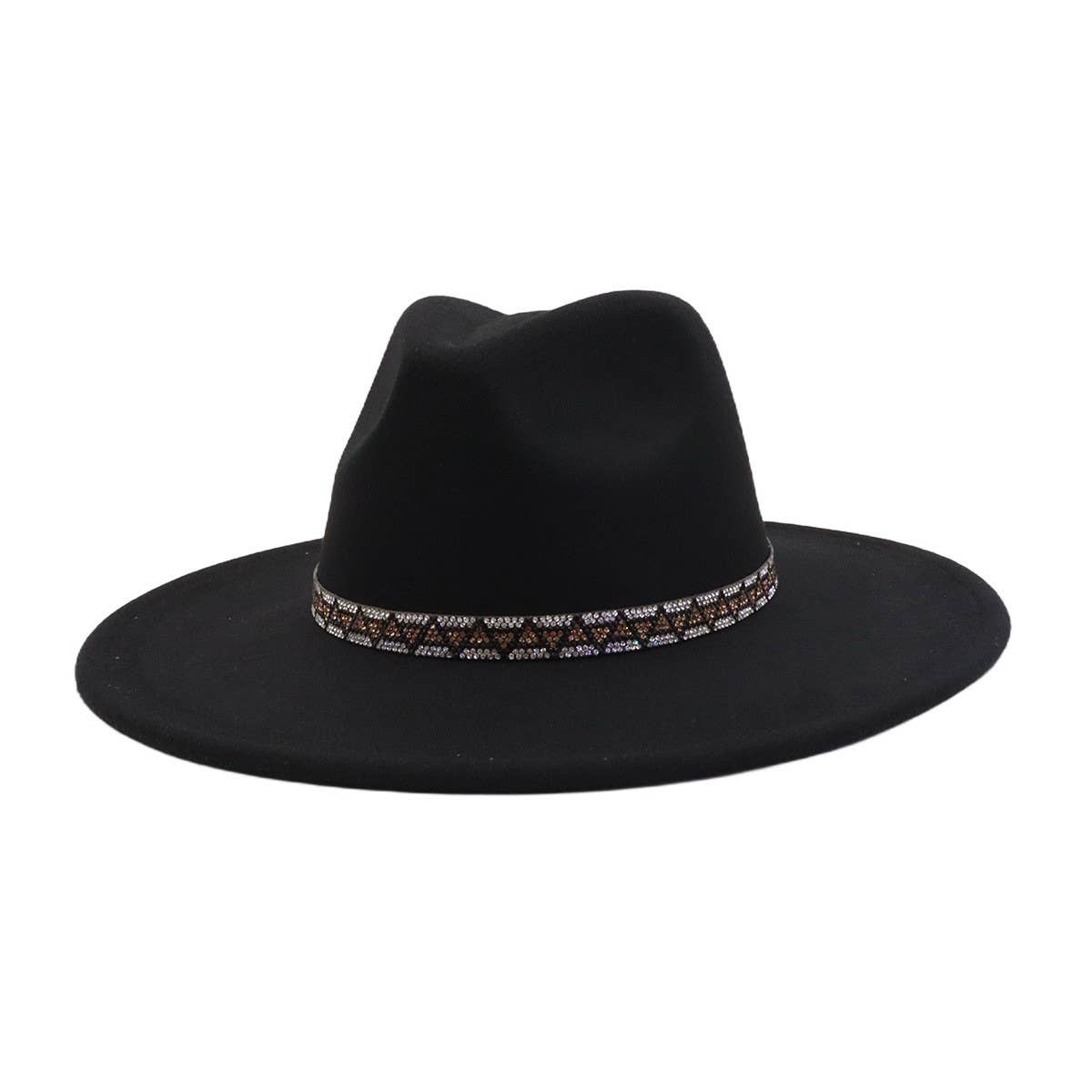 Heart Top Wide Brim Wool Blend Fedora Hat for All_CWAH04378