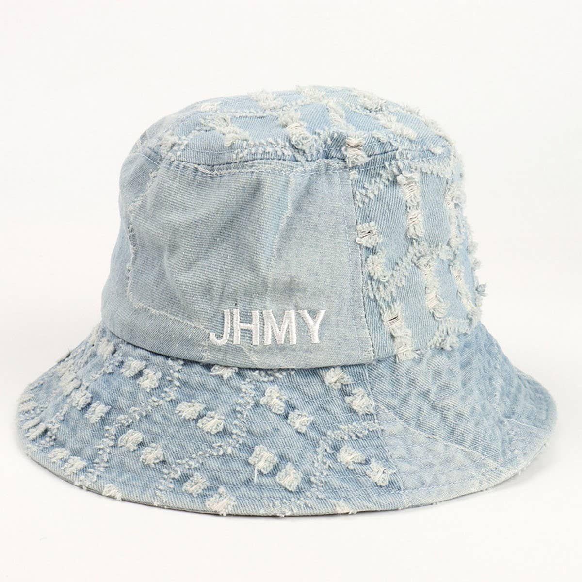 CWAH1514_VINTAGE LETTERING EMBROIDERED DENIM BUCKET HAT