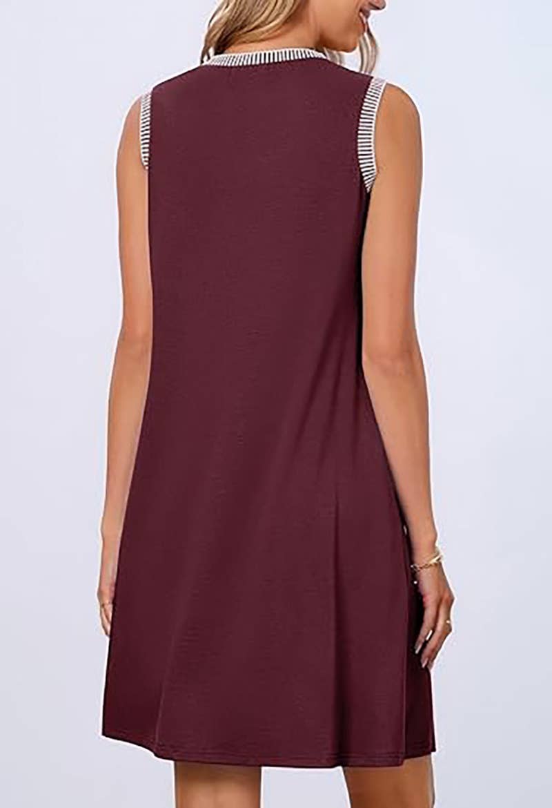 CREW-NECK LOOSE CASUAL SLEEVELESS MINI DRESS