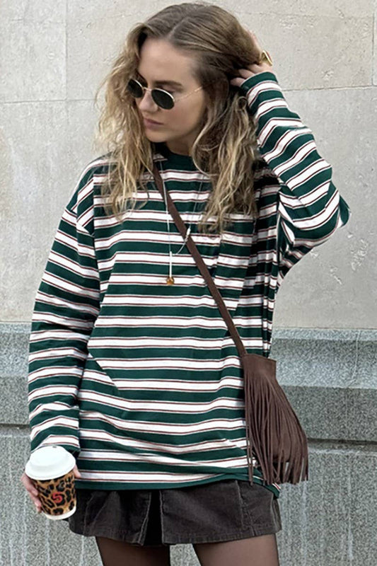 CWTBLL00580_CREW NECK KNITTED STRIPED LONG-SLEEVED TOP
