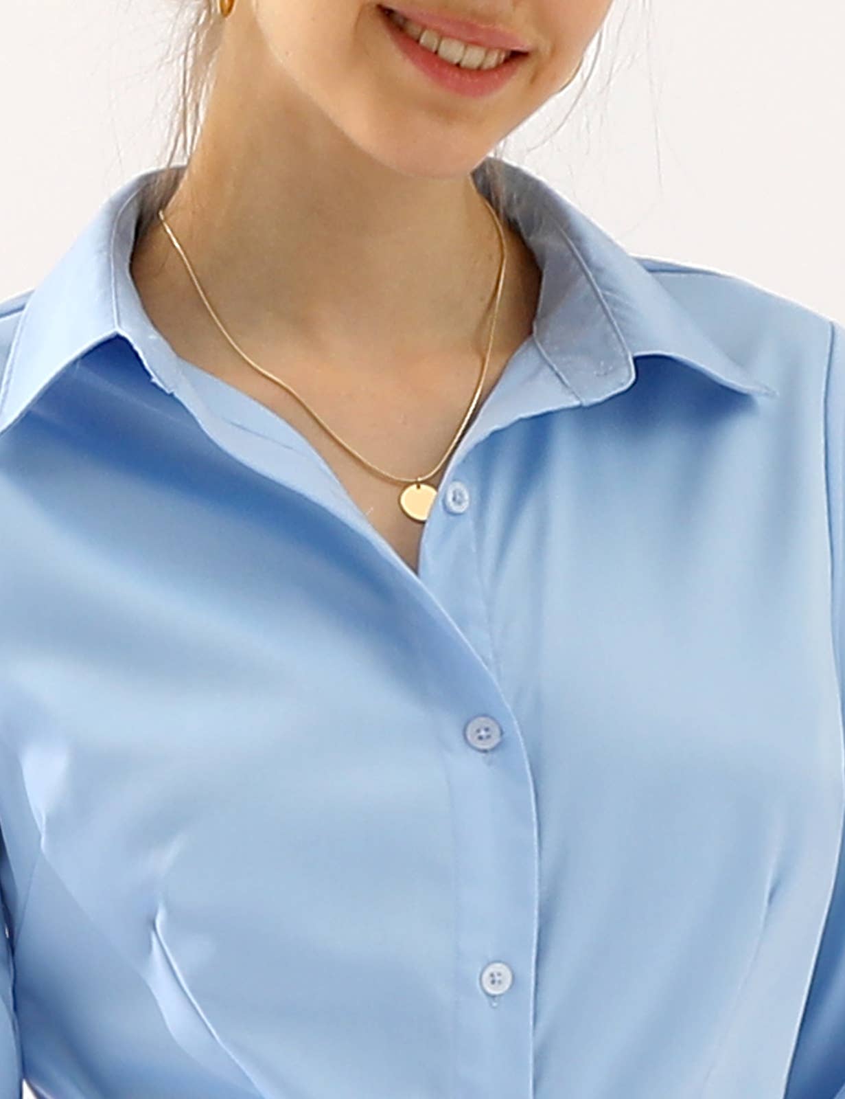 CWTSTL720_PLUS Basic Long Sleeve Button Down Collared Shirts