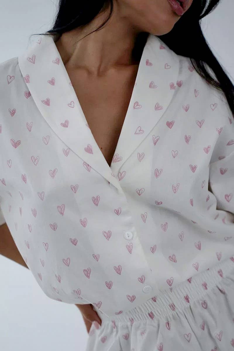 CWSPJ0062_PRINTED SHORT SLEEVED SHIRT SHORTS PAJAMAS SET