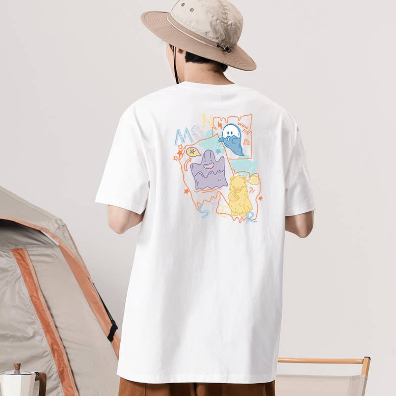 CWTTS0939_ALPHABET ANIMAL PRINT ROUND NECK CASUAL T SHIRT