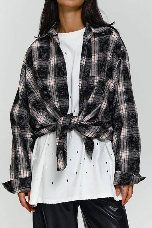 CWTBLL00627_RETRO PLAID CASUAL LONG-SLEEVED SHIRT