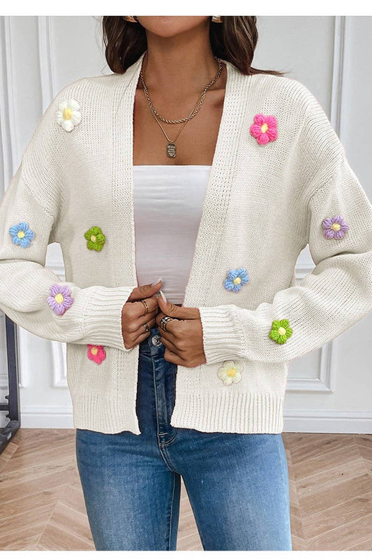 CWOCAL0746_CROCHETED FLOWER KNITTED CARDIGAN SWEATER