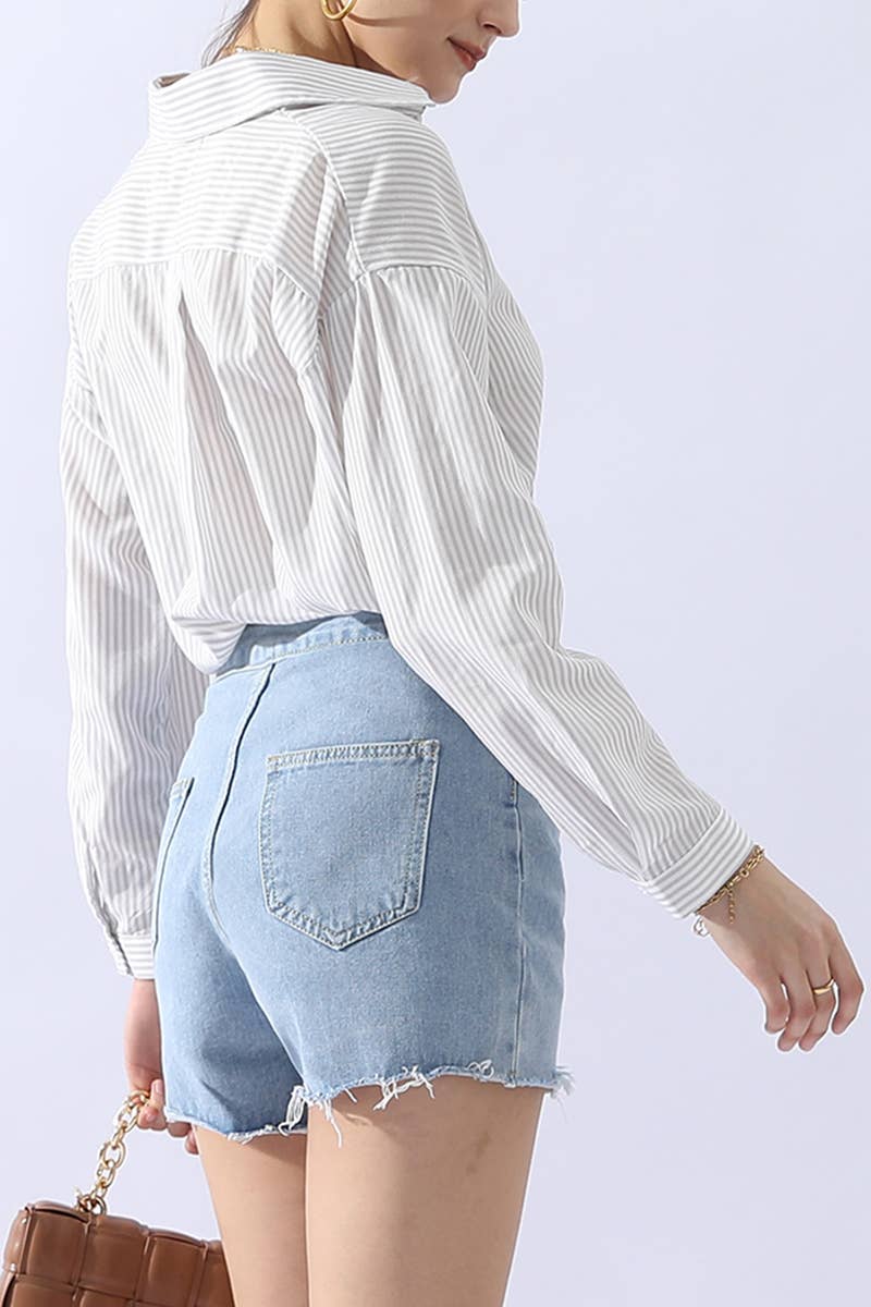 CWTSTL450_VERTICAL STRIPE BUTTON DOWN ONE POCKET SHIRTS