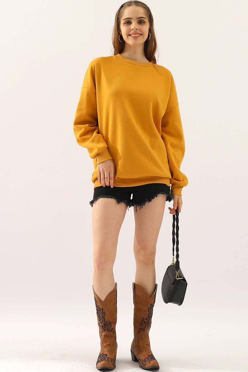 CWTTL902_CREW NECK LONG SLEEVE PULLOVER SWEATSHIRT TOPS