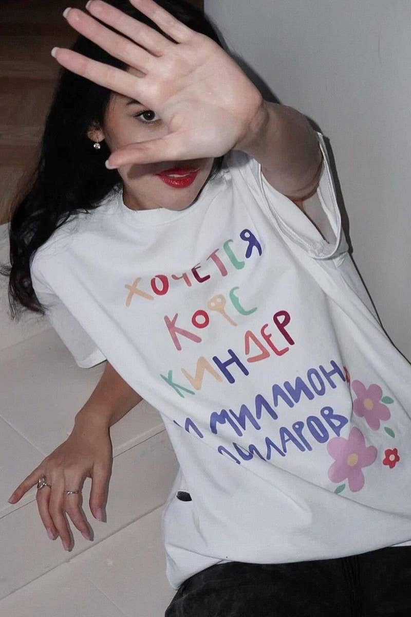 CWTTS1282_LETTER PRINT RIPPED SHORT SLEEVE T-SHIRT