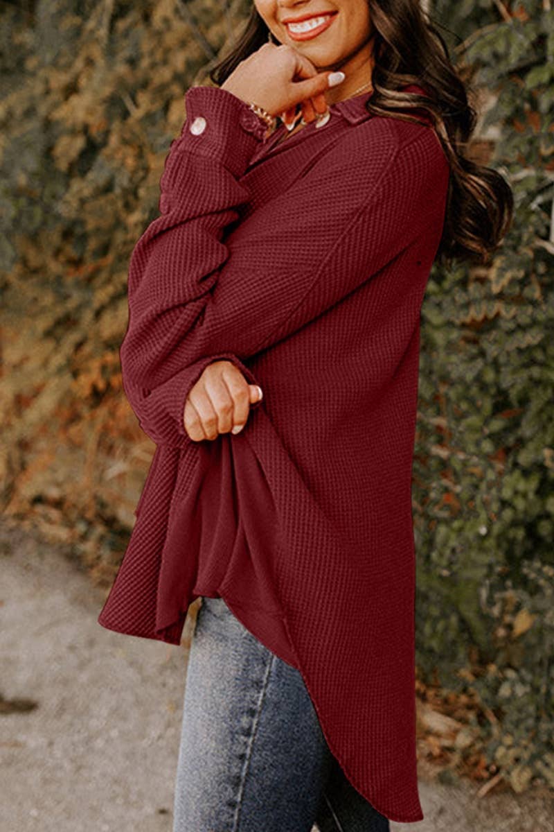 CWTSTL2380_SPRING AUTUMN BUTTON MEDITATION SHIRT TOP