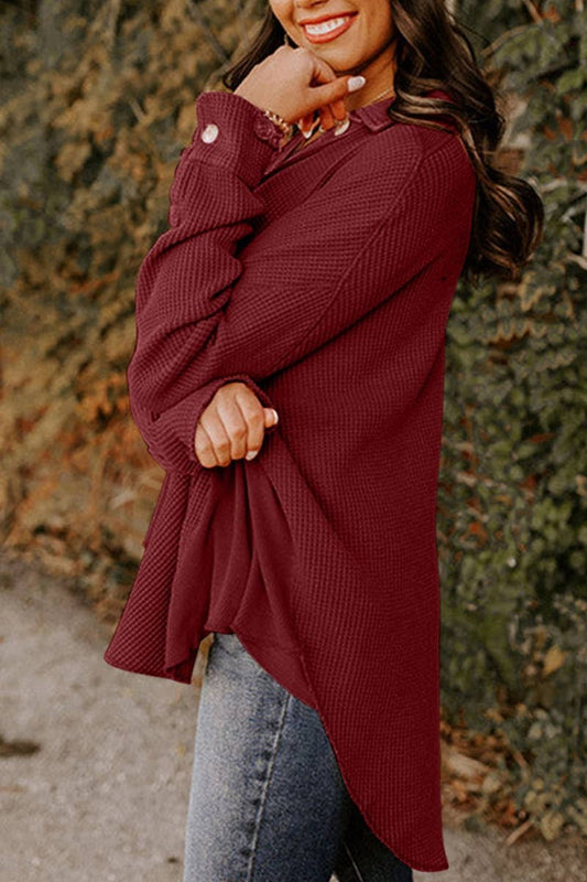 CWTSTL2380_SPRING AUTUMN BUTTON MEDITATION SHIRT TOP