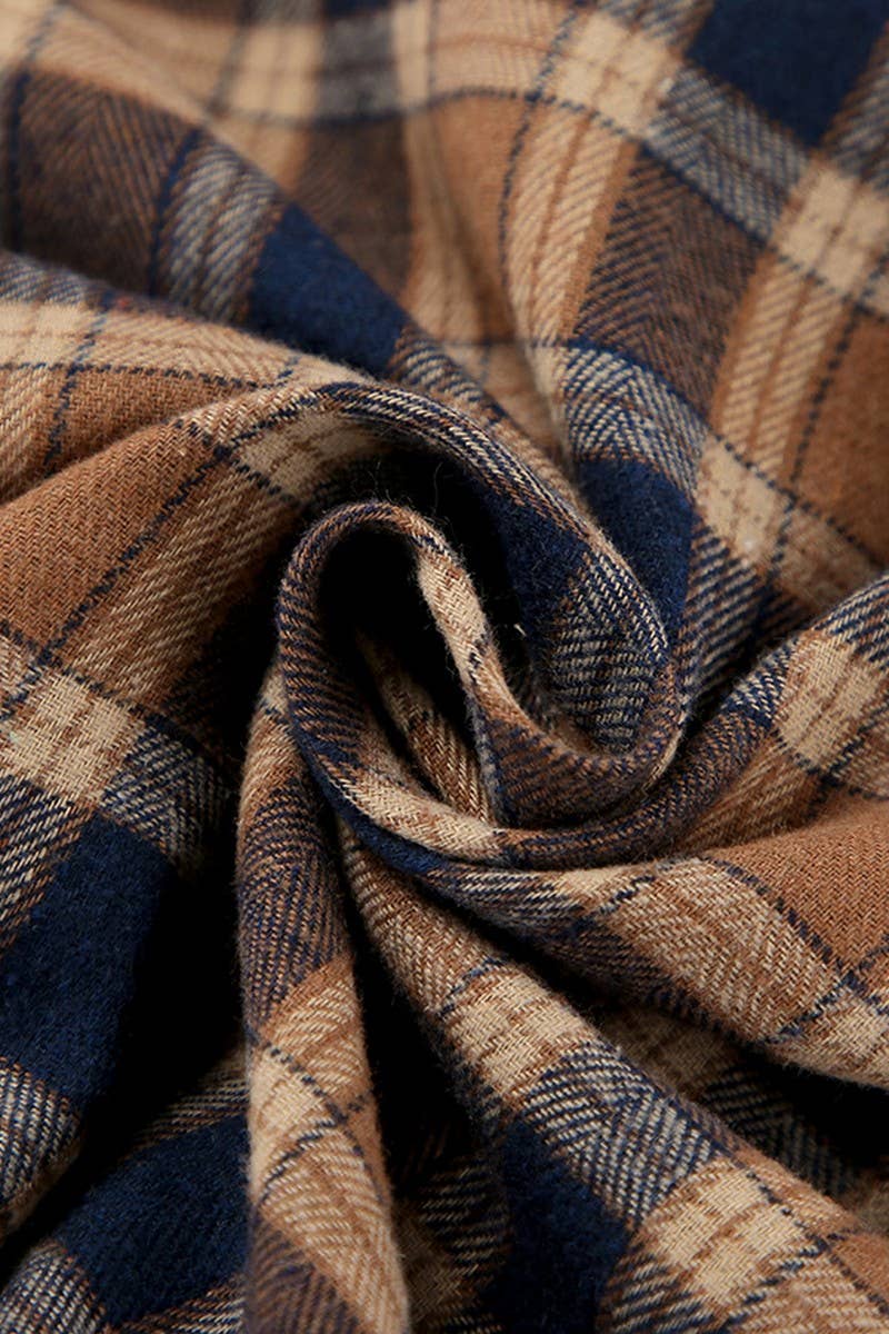 CWTBLL556_PLAID LOOSE CASUAL COMMUTER LONG-SLEEVED SHIRT