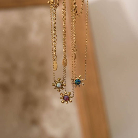 Delicate Small Solid Color Sunflower Necklace