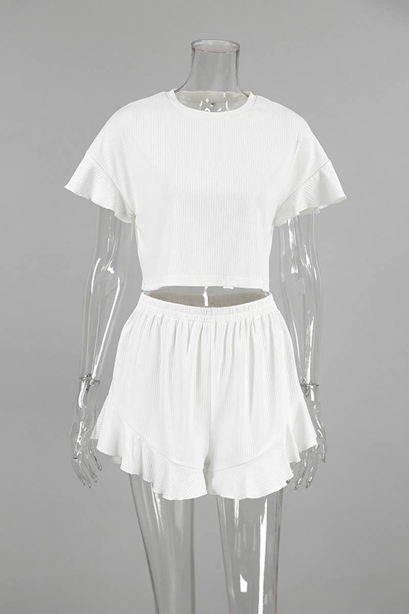 CWSPJ0228_COMFORTABLE AND SOFT RUFFLED TWO-PIECE PAJAMAS