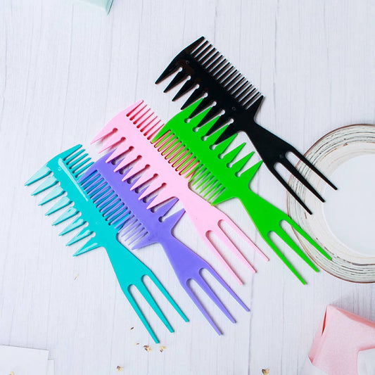 THREE-PRONGED LARGE-TOOTH WIDE-TOOTH TEXTURED COMB