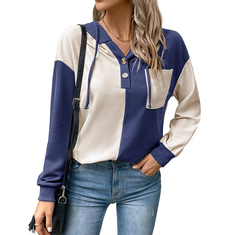 CASUAL HOODIE IN CONTRASTING COLORS FOR WOMEN