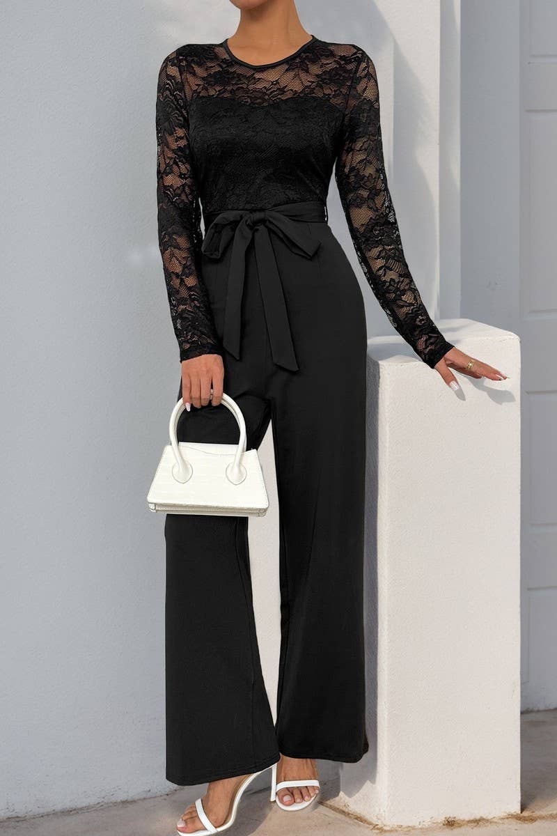 CWSJS1198_LACE-PANEL ZIPPERED SOLID COLOR JUMPSUIT