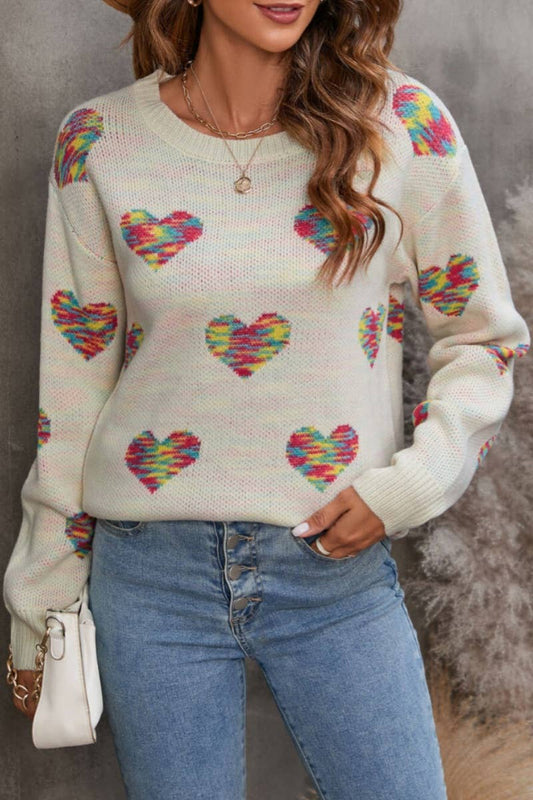 CWOSWL5187_KNITTED COLOR JACQUARD LOVE LONG-SLEEVED SWEATER