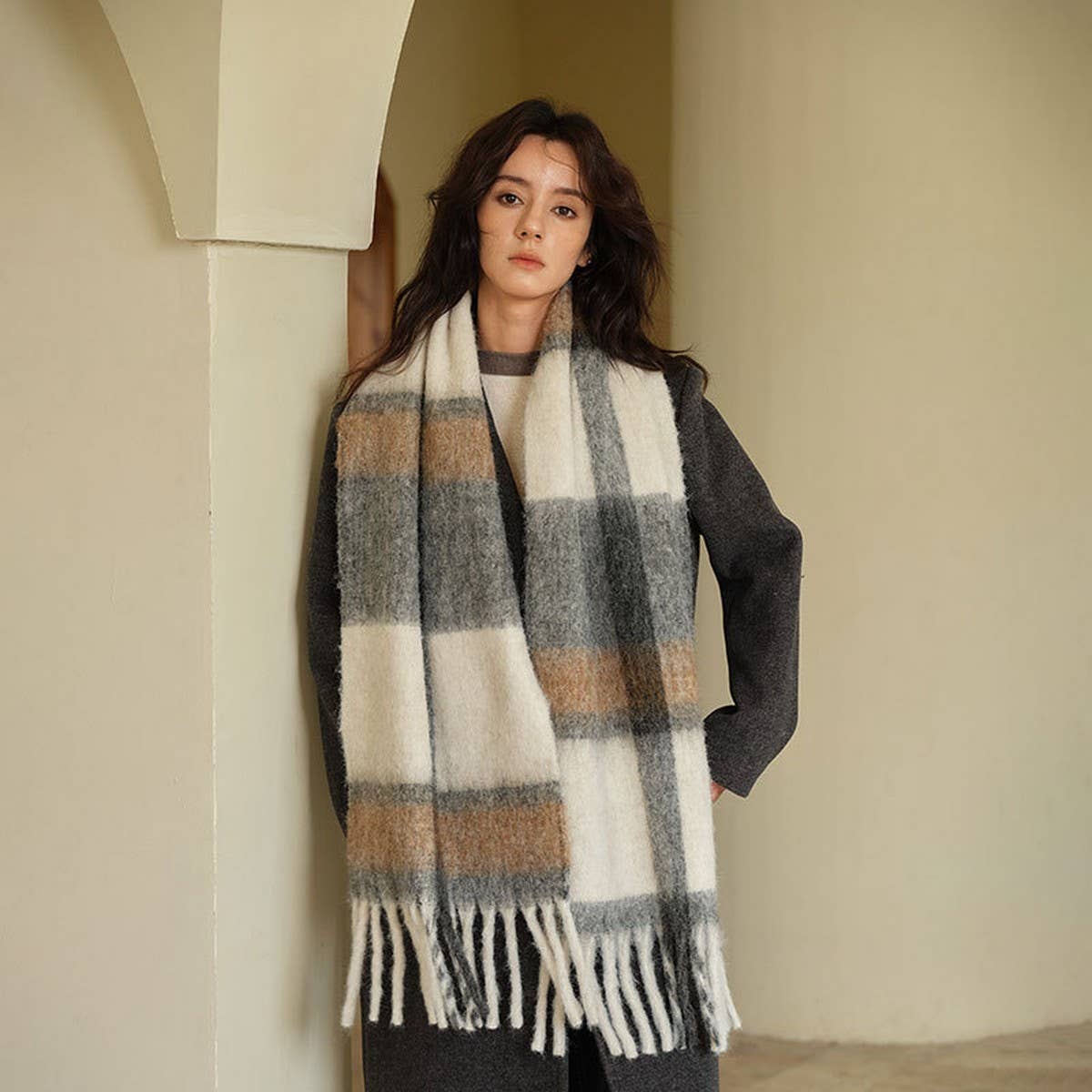 20% Wool Blend Faux Cashmere Scarf for Women_CWASC2371