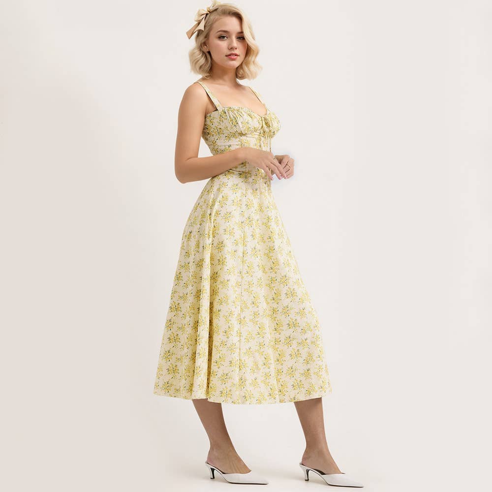 Backless Tie Strap Printed Sleeveless Dress