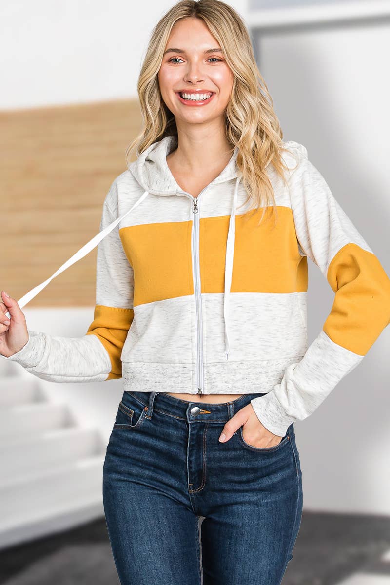 CWOHOL429_Zip-up Lightweight Hoodie Cropped Sweatshirt