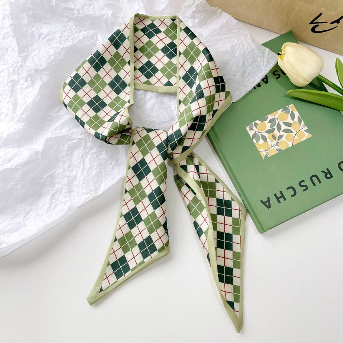 GREEN FRESH PROFESSIONAL SCARF AND RIBBON