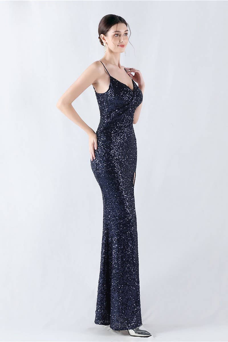 CWDMD4825_ELEGANT SEXY HIGH-SLIT SLING EVENING DRESS