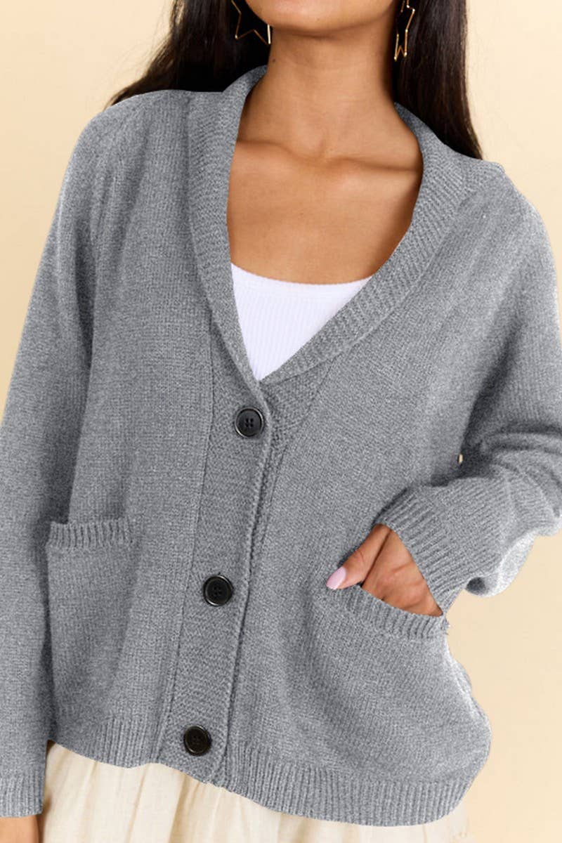 CWOCAL2360_FLAG PRINT V-NECK LOOSE KNIT CARDIGAN SWEATER