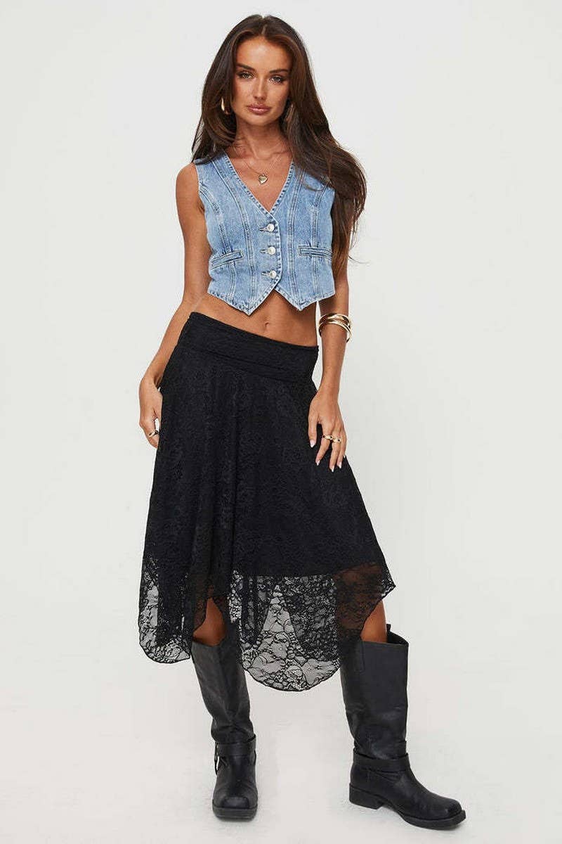 CWBMS0458_SOLID LACE ASYMMETRICAL HEM MIDI SKIRT